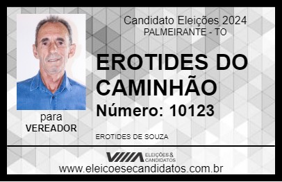 Candidato EROTIDES DO CAMINHÃO 2024 - PALMEIRANTE - Eleições