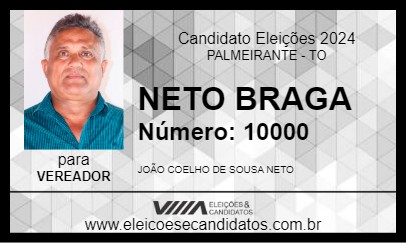 Candidato NETO BRAGA 2024 - PALMEIRANTE - Eleições