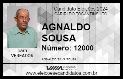 Candidato AGNALDO SOUSA 2024 - CARIRI DO TOCANTINS - Eleições