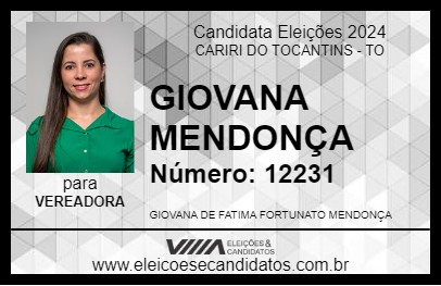 Candidato GIOVANA MENDONÇA 2024 - CARIRI DO TOCANTINS - Eleições