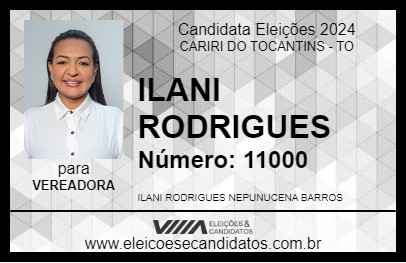 Candidato ILANI RODRIGUES 2024 - CARIRI DO TOCANTINS - Eleições