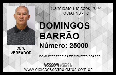 Candidato DOMINGOS BARRÃO 2024 - GOIATINS - Eleições