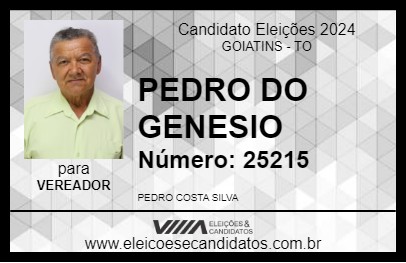 Candidato PEDRO DO GENESIO 2024 - GOIATINS - Eleições