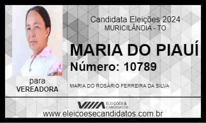 Candidato MARIA DO PIAUÍ 2024 - MURICILÂNDIA - Eleições