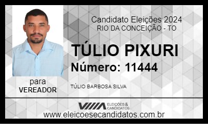 Candidato TÚLIO PIXURI  2024 - RIO DA CONCEIÇÃO - Eleições