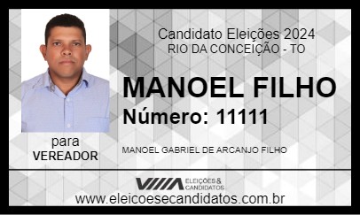 Candidato MANOEL FILHO 2024 - RIO DA CONCEIÇÃO - Eleições