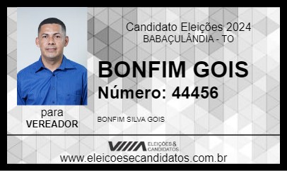 Candidato BONFIM GOIS 2024 - BABAÇULÂNDIA - Eleições