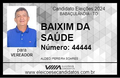 Candidato BAIXIM DA SAÚDE 2024 - BABAÇULÂNDIA - Eleições