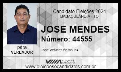 Candidato JOSE MENDES 2024 - BABAÇULÂNDIA - Eleições