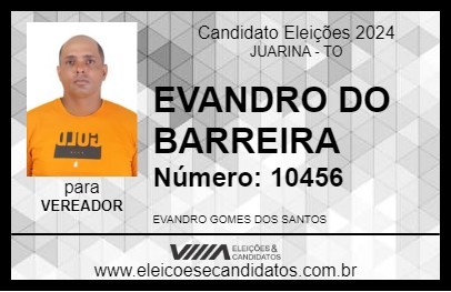 Candidato EVANDRO DO BARREIRA 2024 - JUARINA - Eleições