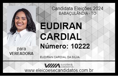 Candidato EUDIRAN CARDIAL 2024 - BABAÇULÂNDIA - Eleições