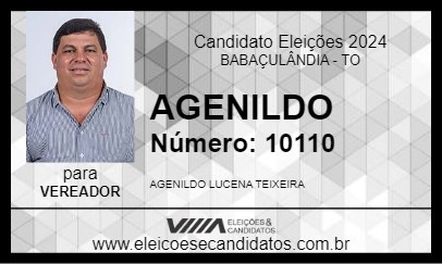 Candidato AGENILDO 2024 - BABAÇULÂNDIA - Eleições