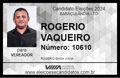 Candidato ROGERIO VAQUEIRO 2024 - BABAÇULÂNDIA - Eleições