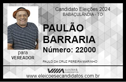 Candidato PAULÃO BARRARIA 2024 - BABAÇULÂNDIA - Eleições