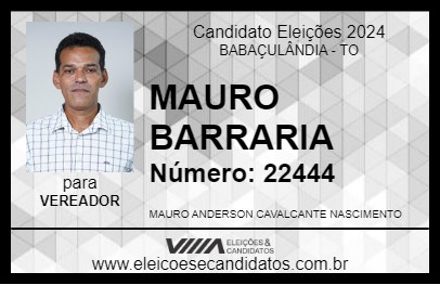 Candidato MAURO BARRARIA 2024 - BABAÇULÂNDIA - Eleições