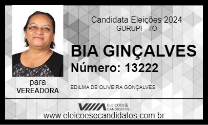 Candidato BIA GONÇALVES 2024 - GURUPI - Eleições