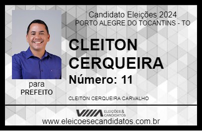 Candidato CLEITON CERQUEIRA 2024 - PORTO ALEGRE DO TOCANTINS - Eleições