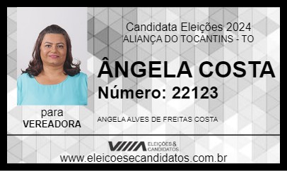 Candidato ÂNGELA COSTA 2024 - ALIANÇA DO TOCANTINS - Eleições