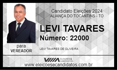 Candidato LEVI TAVARES 2024 - ALIANÇA DO TOCANTINS - Eleições