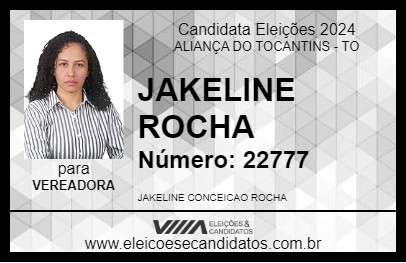 Candidato JAKELINE ROCHA 2024 - ALIANÇA DO TOCANTINS - Eleições