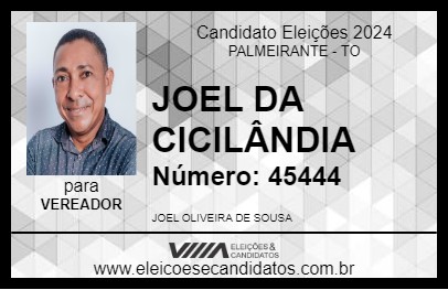 Candidato JOEL DA CICILÂNDIA 2024 - PALMEIRANTE - Eleições