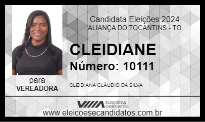 Candidato CLEIDIANE 2024 - ALIANÇA DO TOCANTINS - Eleições