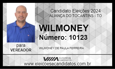 Candidato WILMONEY 2024 - ALIANÇA DO TOCANTINS - Eleições