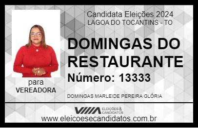 Candidato DOMINGAS DO RESTAURANTE 2024 - LAGOA DO TOCANTINS - Eleições