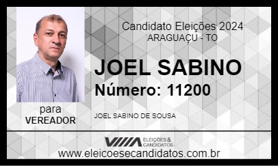 Candidato JOEL SABINO 2024 - ARAGUAÇU - Eleições