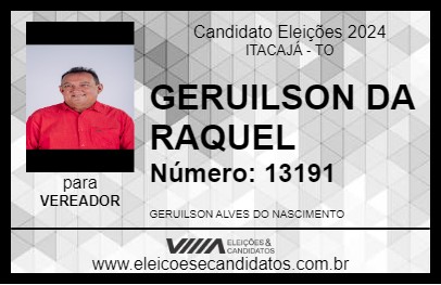 Candidato GERUILSON DA RAQUEL 2024 - ITACAJÁ - Eleições