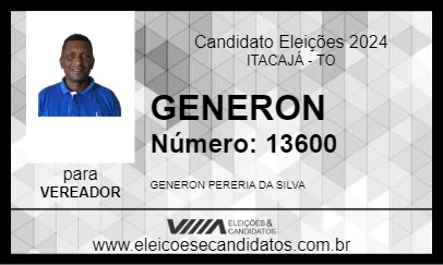 Candidato GENERON 2024 - ITACAJÁ - Eleições