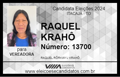 Candidato RAQUEL KRAHÔ 2024 - ITACAJÁ - Eleições