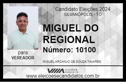 Candidato MIGUEL DO REGIONAL 2024 - SILVANÓPOLIS - Eleições