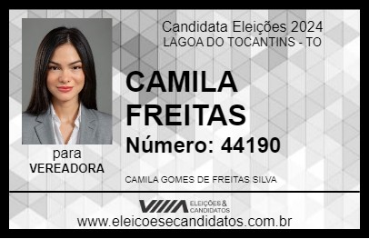 Candidato CAMILA FREITAS 2024 - LAGOA DO TOCANTINS - Eleições