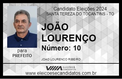 Candidato JOÃO LOURENÇO 2024 - SANTA TEREZA DO TOCANTINS - Eleições