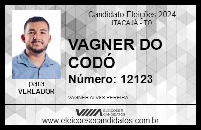 Candidato VAGNER DO CODÓ 2024 - ITACAJÁ - Eleições