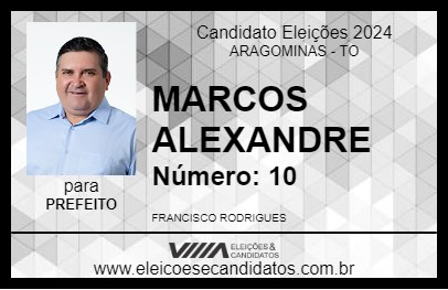 Candidato MARCOS ALEXANDRE 2024 - ARAGOMINAS - Eleições