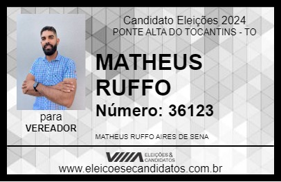 Candidato MATHEUS RUFFO 2024 - PONTE ALTA DO TOCANTINS - Eleições