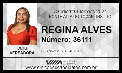 Candidato REGINA ALVES 2024 - PONTE ALTA DO TOCANTINS - Eleições