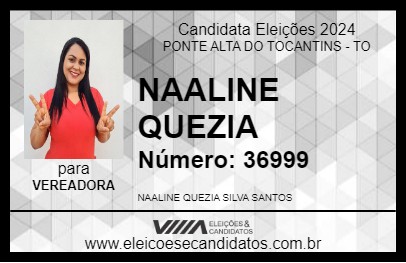 Candidato NAALINE QUEZIA 2024 - PONTE ALTA DO TOCANTINS - Eleições