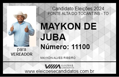 Candidato MAYKON DE JUBA 2024 - PONTE ALTA DO TOCANTINS - Eleições