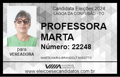 Candidato PROFESSORA MARTA 2024 - LAGOA DA CONFUSÃO - Eleições