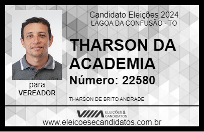 Candidato THARSON DA ACADEMIA 2024 - LAGOA DA CONFUSÃO - Eleições