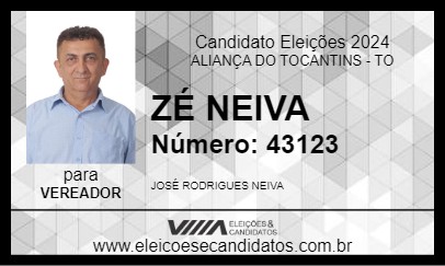 Candidato ZÉ NEIVA 2024 - ALIANÇA DO TOCANTINS - Eleições