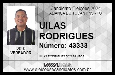 Candidato UILAS RODRIGUES 2024 - ALIANÇA DO TOCANTINS - Eleições