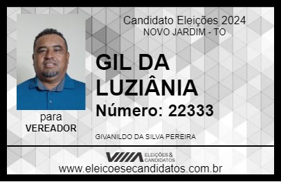 Candidato GIL DA LUZIÂNIA 2024 - NOVO JARDIM - Eleições