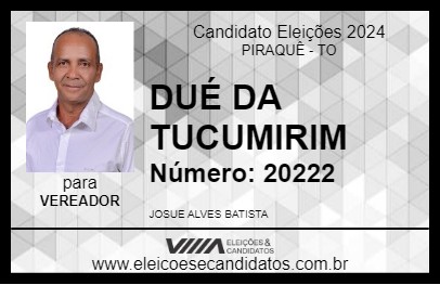 Candidato DUÉ DA TUCUMIRIM 2024 - PIRAQUÊ - Eleições