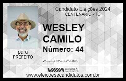 Candidato WESLEY CAMILO 2024 - CENTENÁRIO - Eleições