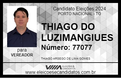 Candidato THIAGO DO LUZIMANGUES 2024 - PORTO NACIONAL - Eleições