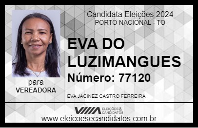 Candidato EVA DO LUZIMANGUES 2024 - PORTO NACIONAL - Eleições